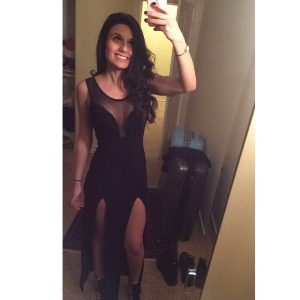 Black long sexy slit dress